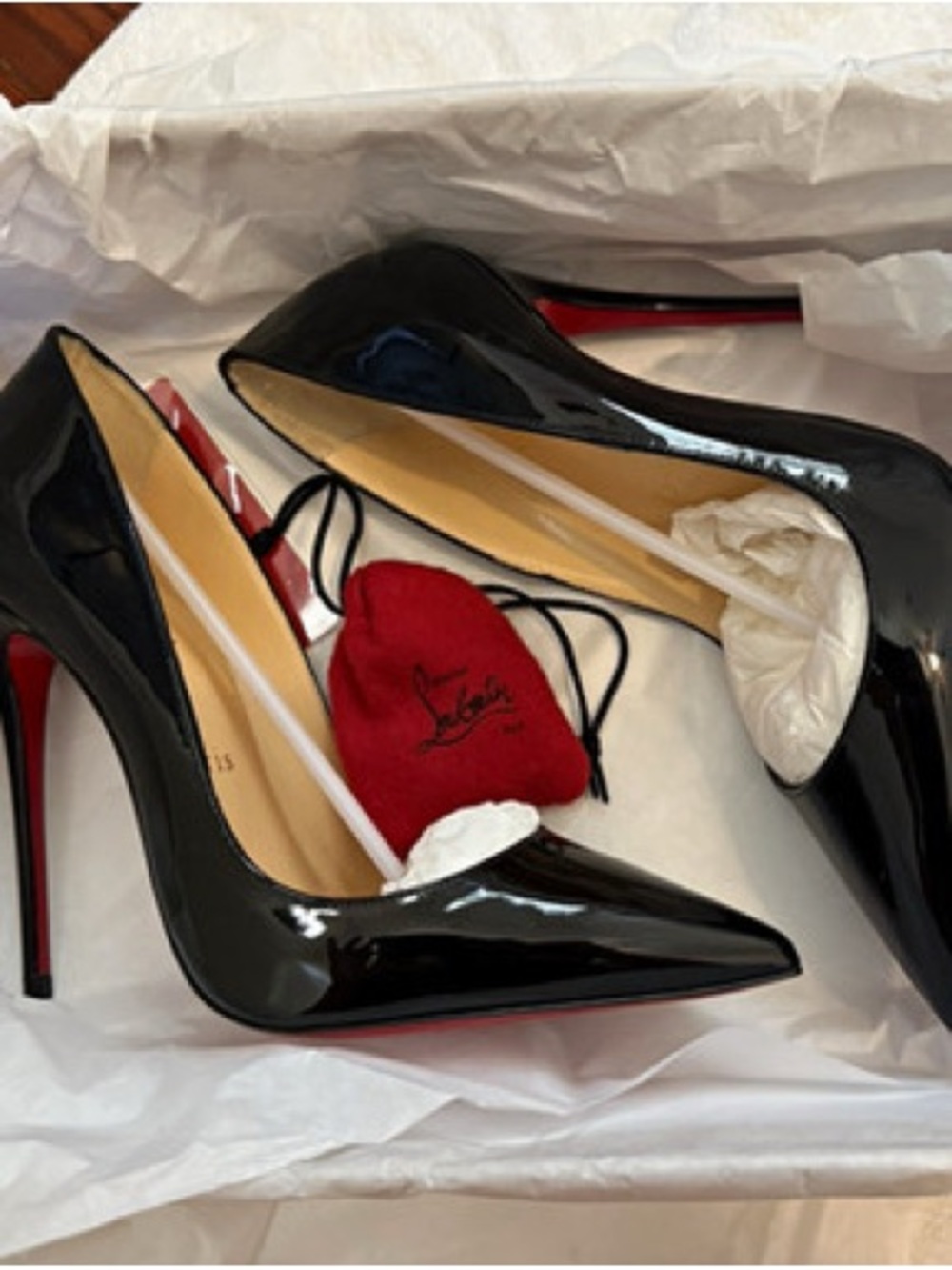 Christian Louboutin Women’s Black Patent Pointed Stiletto Pumps EU 36 US 6